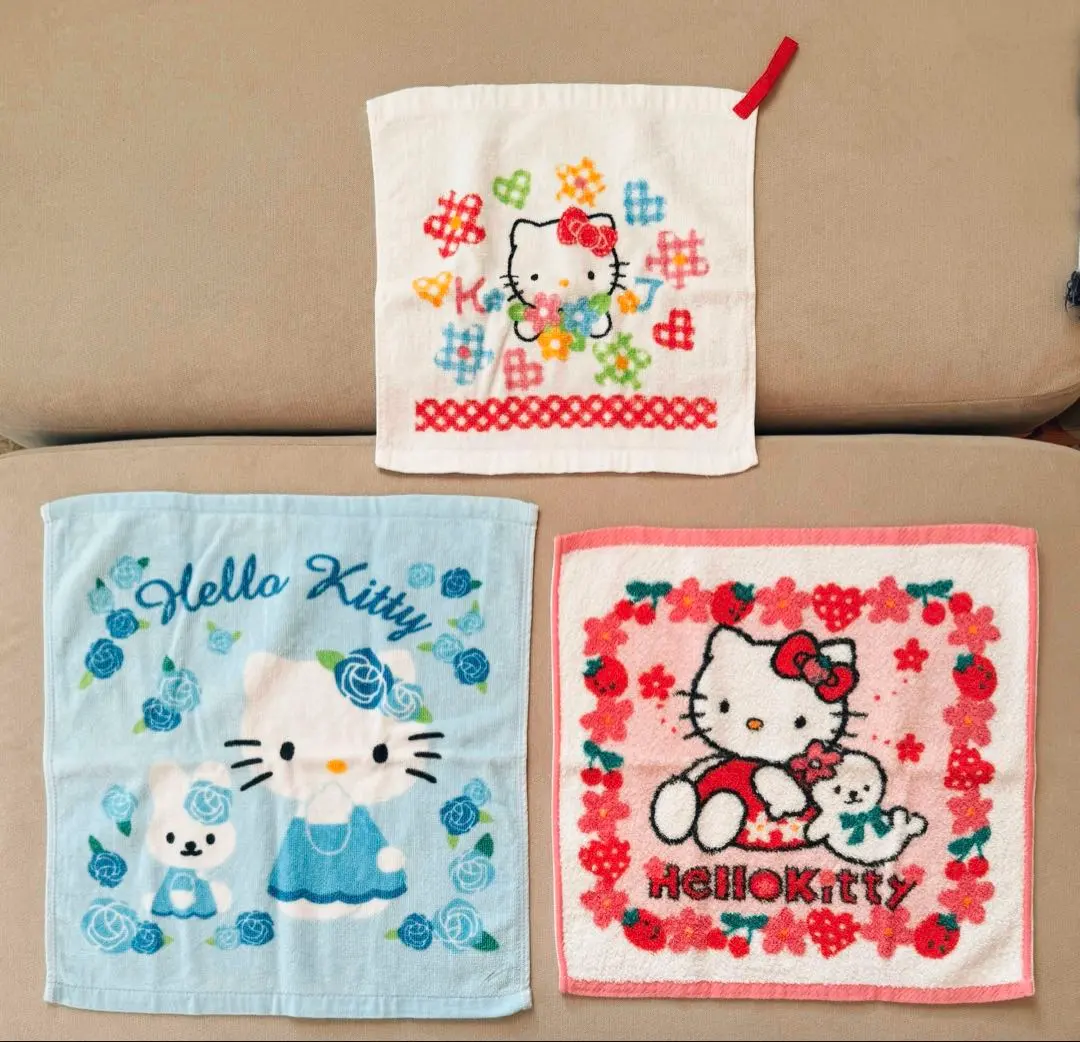 Thumbnail of Sanrio Hello Kitty Wash Towel Set of 3, Loop Towel, Rare Retro