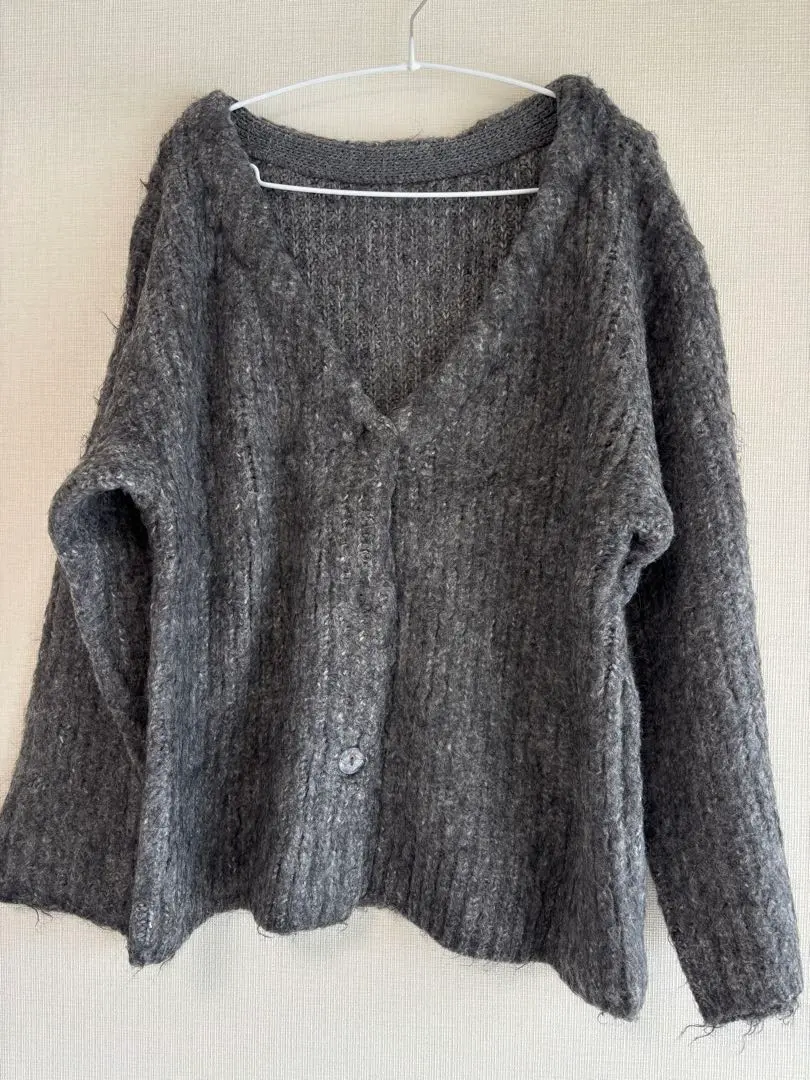 Thumbnail of [mystic] Wool Blend Shaggy Knit Cardigan Gray V-Neck