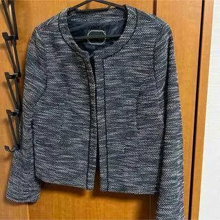 Thumbnail of Navy Tweed Collarless Jacket