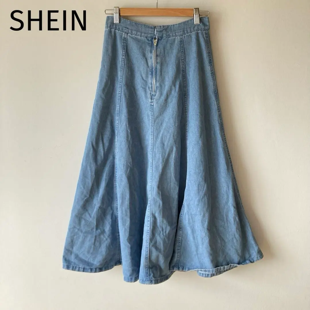 Thumbnail of SHEIN Long Flare Denim Skirt Mermaid Light Blue Casual Classic