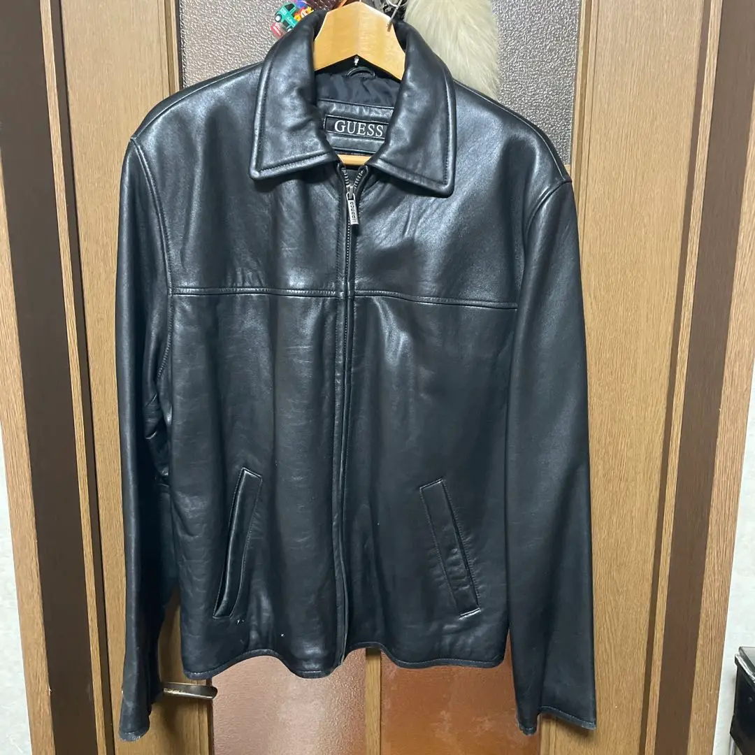 90s ゲス　GUESS レザージャケット　シングルライダース　牛革　本革 GUESS - 入手困難✨ ゲス GUESS レザージャケット 牛革