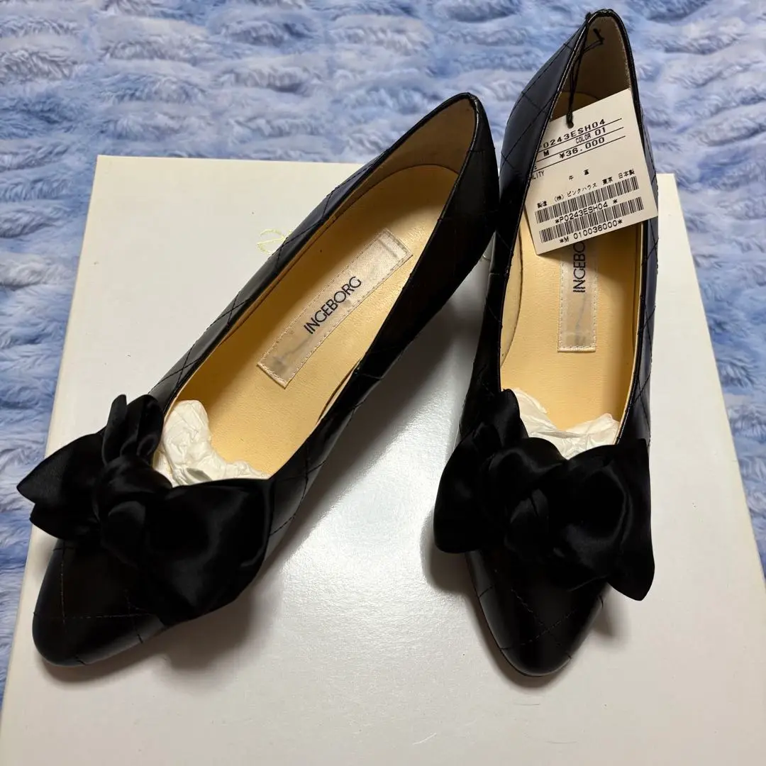 新品☆ ピンクハウスのピコフリルリボン付きパンプス（靴）S 新品☆ ピンクハウスのピコフリルリボン付きパンプス（靴）S