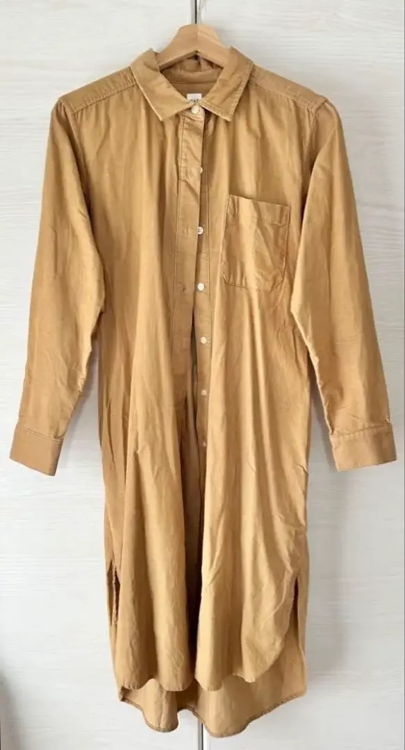Thumbnail of Beige Corduroy Shirt Dress, Long Sleeve, GAP