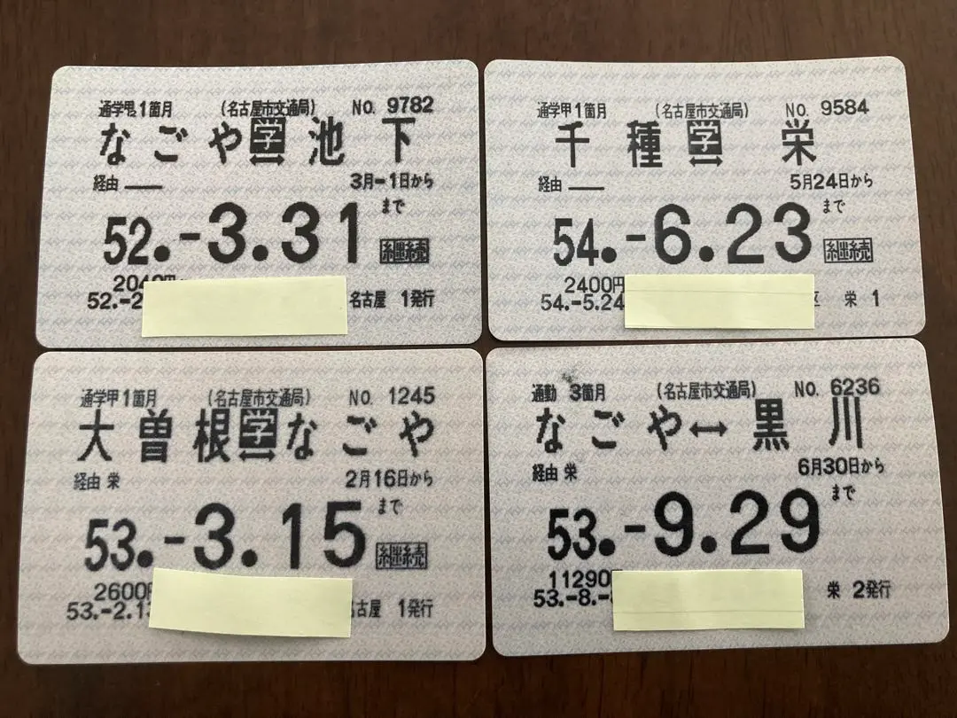 昭和64年　定期券 昭和64年定期券