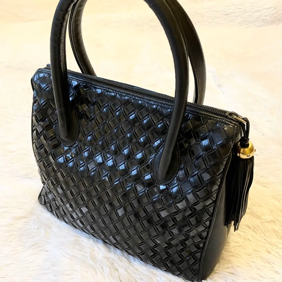 Thumbnail of Good condition ★ BALLY Bally vintage woven leather handbag black