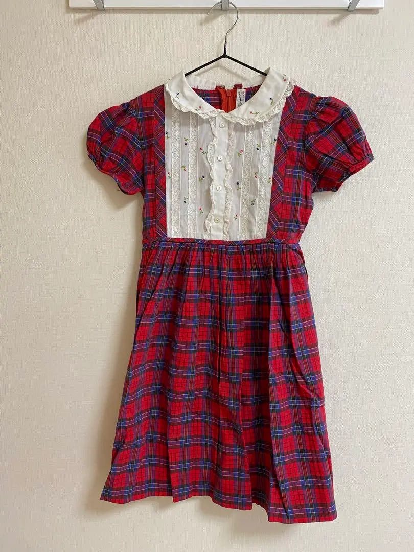 ☆復古風 刺繡 連衣裙 銀座 Saegusa 格紋☆ 的縮圖