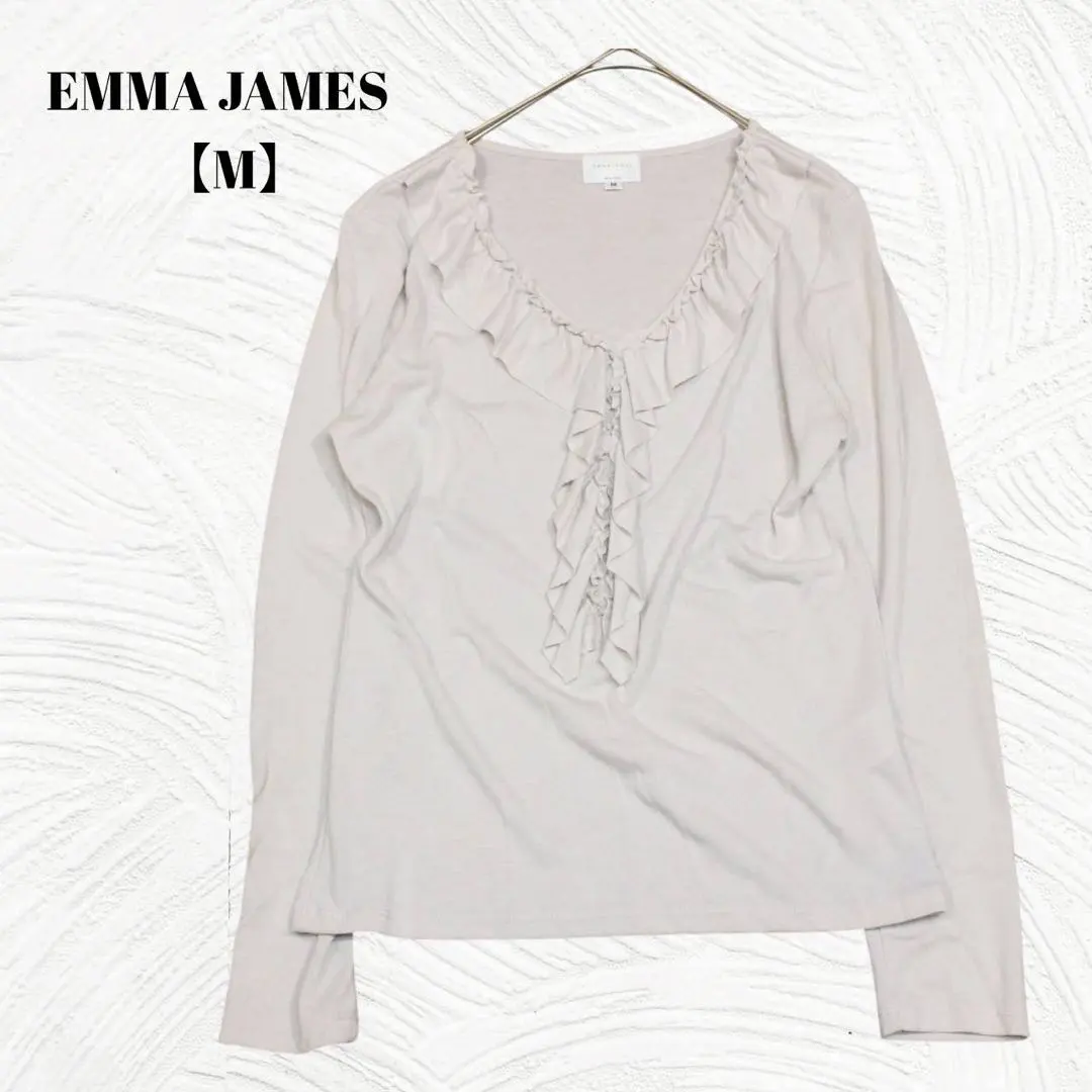 Thumbnail of Excellent Condition EMMA JAMES [M] Frilled V-Neck Long Sleeve Cut and Sew