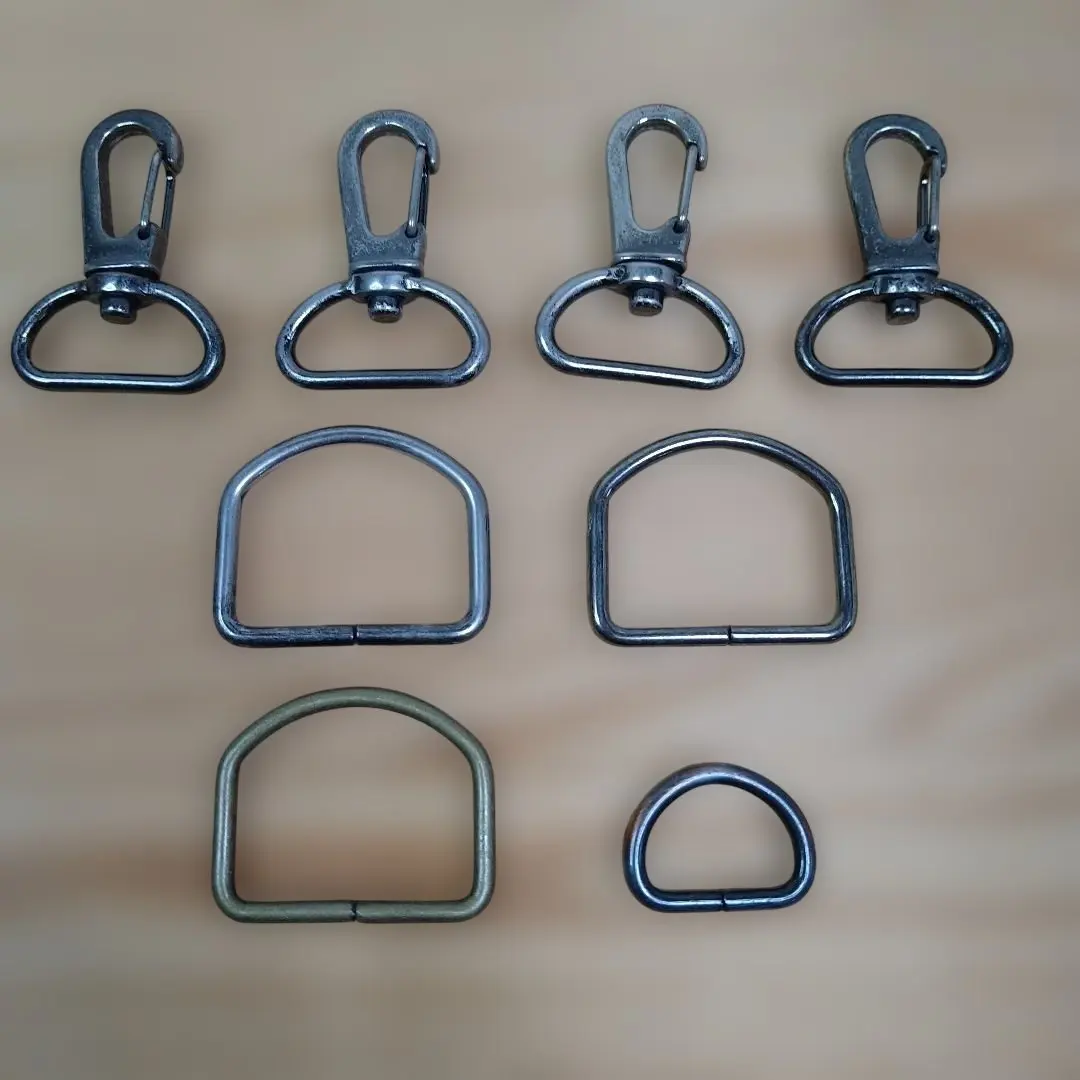 Thumbnail of Handmade materials: snap hooks (4), D-rings (large and small, 4)