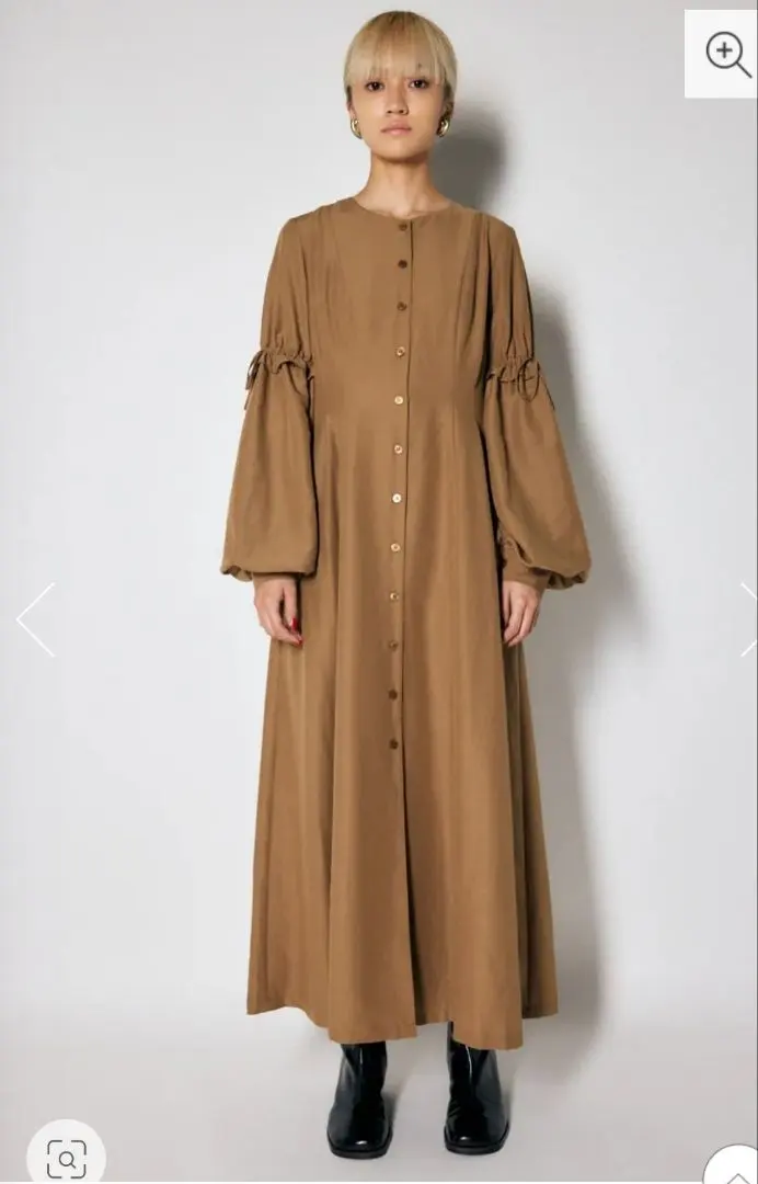 Thumbnail of MOUSSY RIBBON SLEEVE Dress Shirt One-Piece Beige