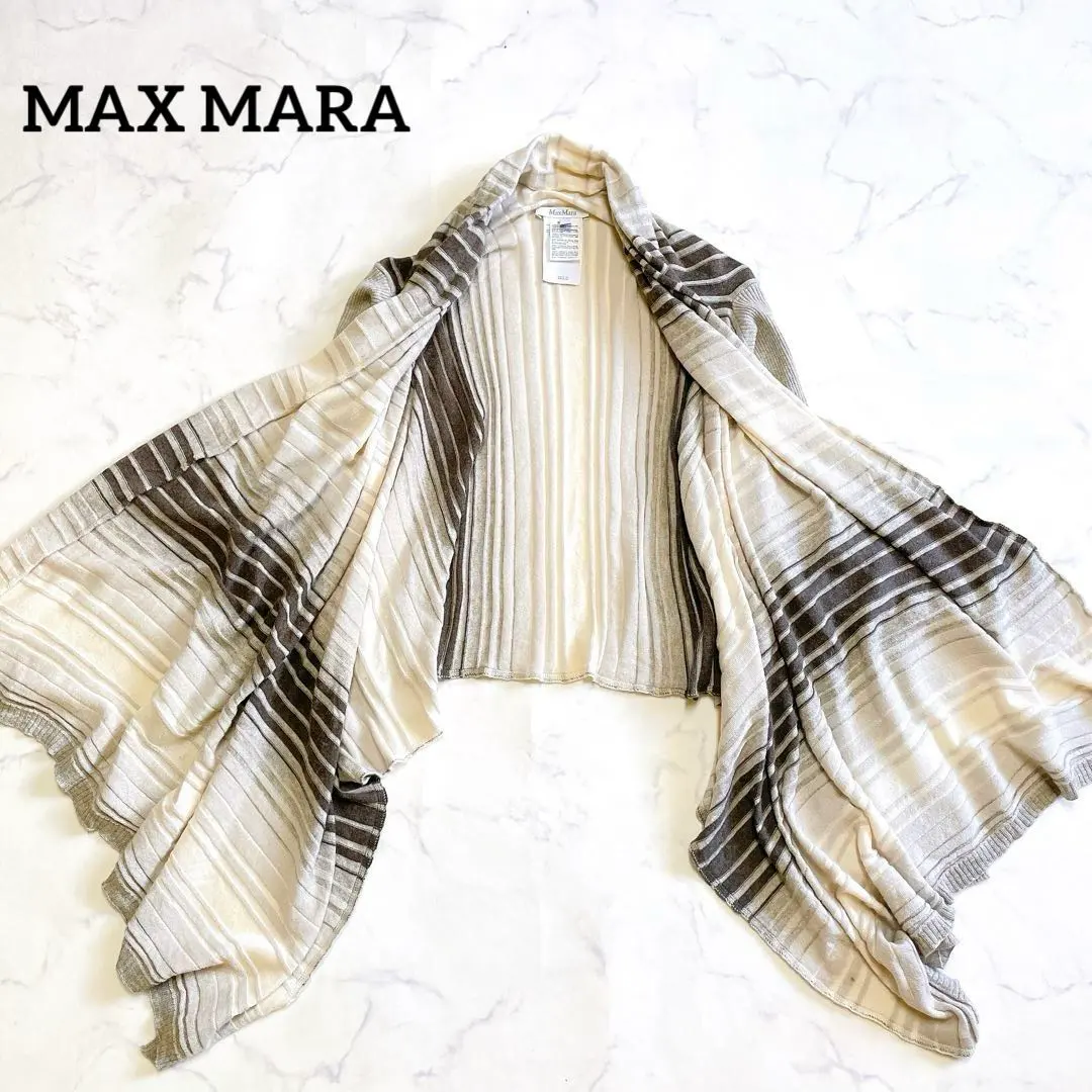 美品 Max Mara 披肩式針織外套 外套 絲綢 羊絨 M 白標 的縮圖