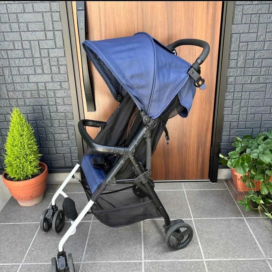 ココロン　セカンドメッシュ　ネイビー　ベビーカーb型 B型ベビーカー コンパクト折り畳み ココロン 半分に折畳可