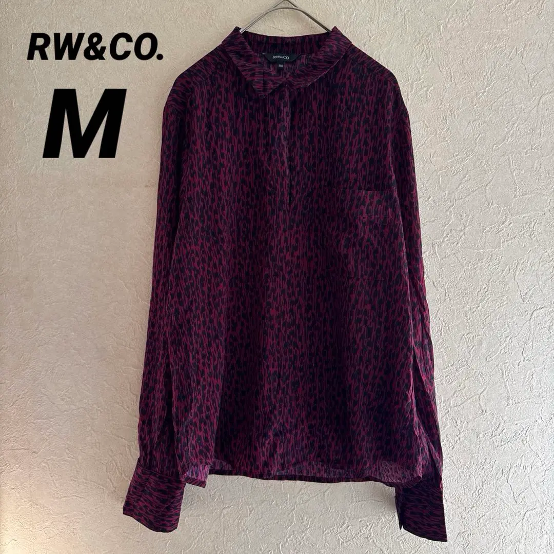 Thumbnail of RW&CO. Long Sleeve Shirt M Patterned Shirt Red系 Top Stylish Slim Leopard Print