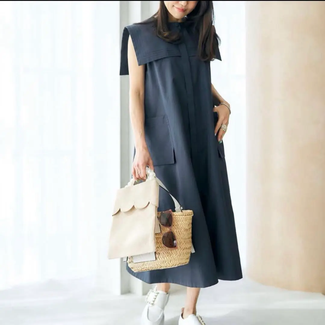 マーロンエノンフィ　ティアードベストワンピース 🔹ティアードベストワンピース🔹 navy,black