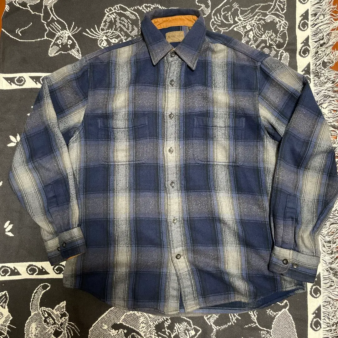 Thumbnail of 90s ST. JOHN'S BAY Heavy Flannel Shirt Blue Ombre