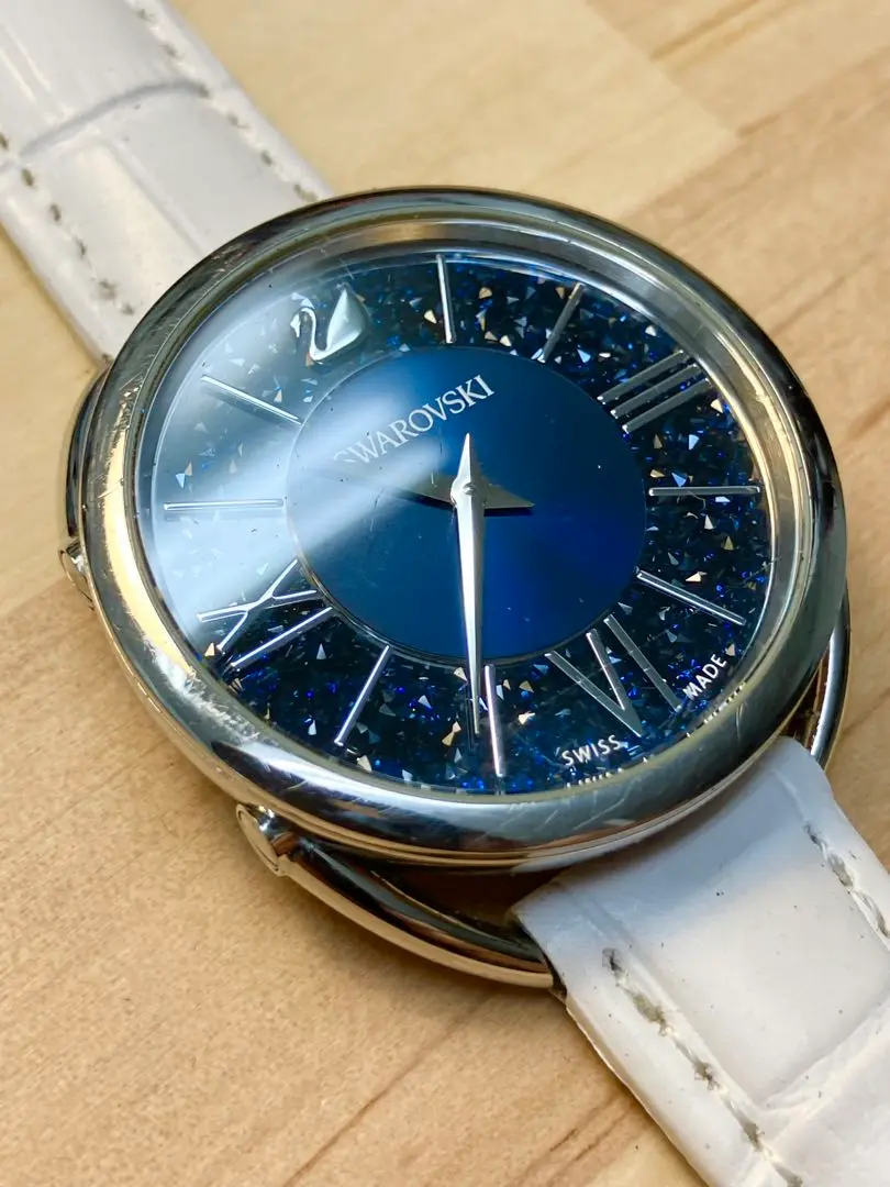 SWAROVSKI ブルー アナログ腕時計 Swarovski 腕時計 スワロフスキー ネイビー ブルー - メルカリ