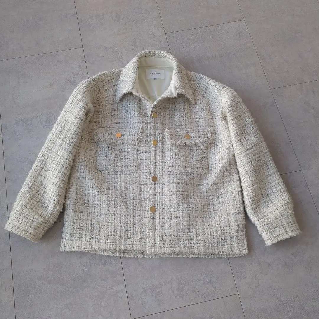 カデュネ CADUNE 25SS ショートブルゾンコート ジップアップ 36 白 カデュネ CADUNE 25SS ショートブルゾンコート ジップアップ 36