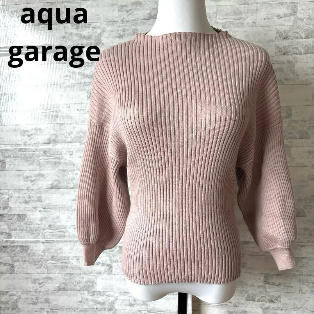 Thumbnail of [aqua garage] M Ribbed Knit Pink Long Sleeve Sweater