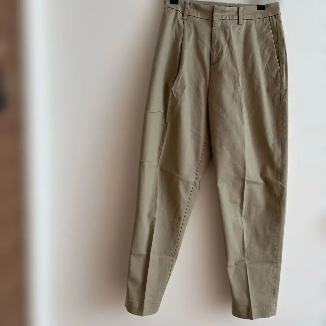 Thumbnail of Beige Tucked Chinos, Tapered, UNIQLO