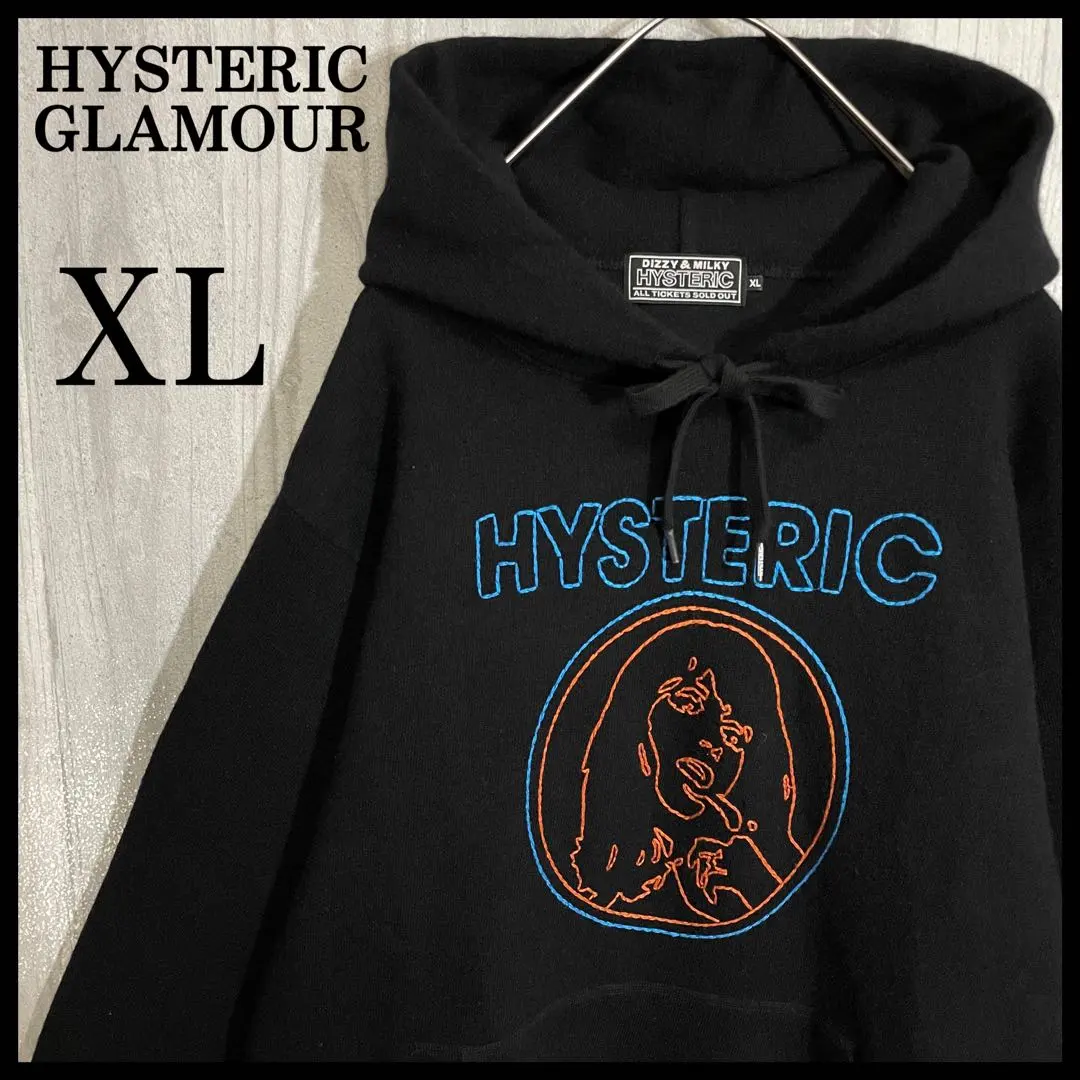 Thumbnail of Rare Model: Hysteric Glamour Embroidered Girl Logo Cashmere Blend Pullover Hoodie XL