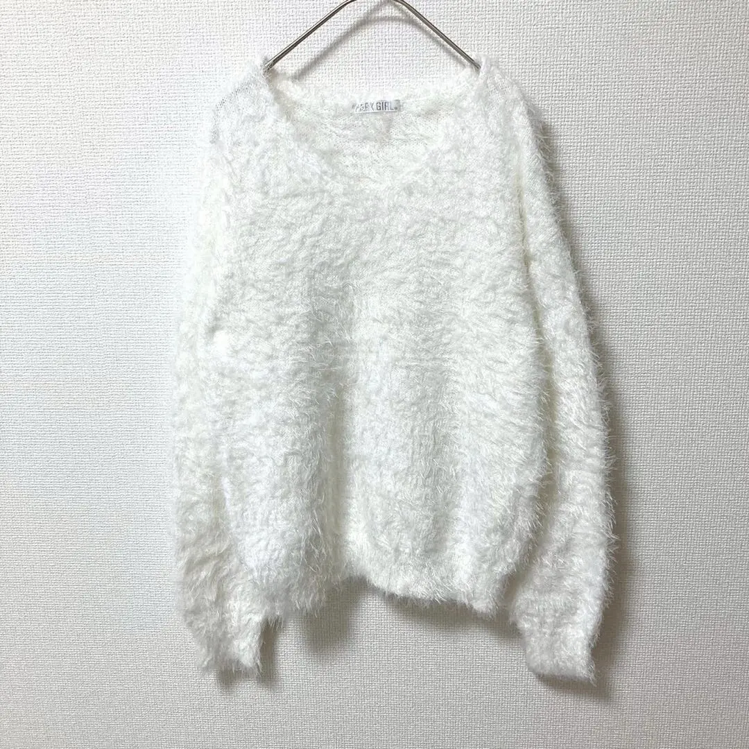 Thumbnail of Park Girl ✨Good Condition✨ Shaggy Knit V-Neck, Relaxed Fit, Drop Shoulder