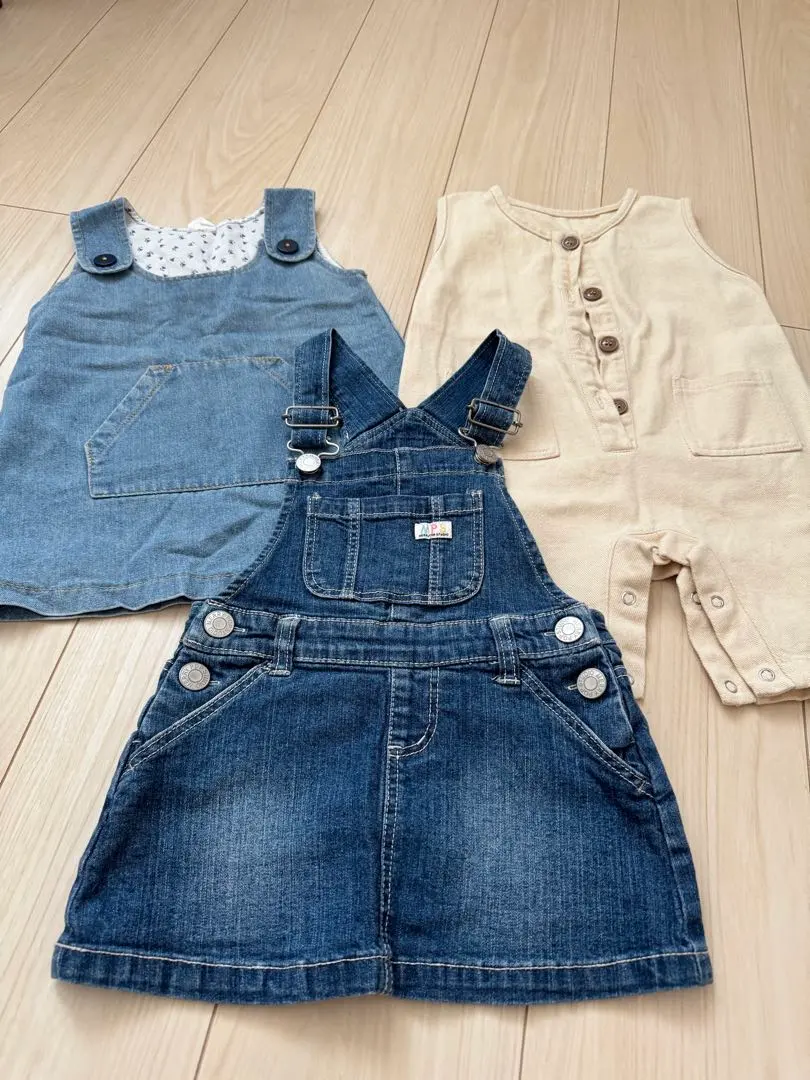 Thumbnail of Denim & Beige Overalls Set 80-90