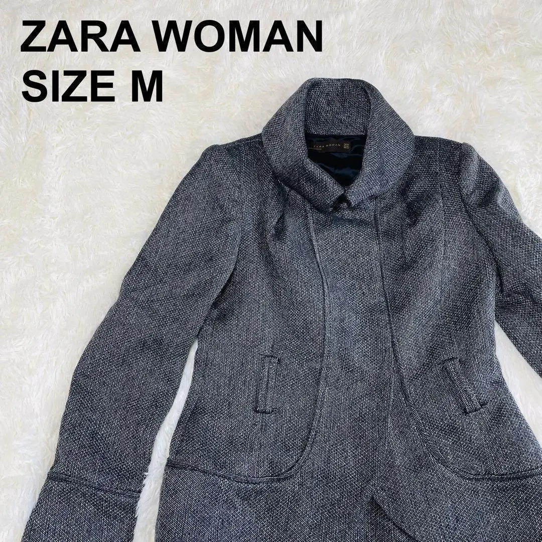 【美品】ZARA WOMAN 短外套 夾克 大翻領 毛料 (131) 的縮圖