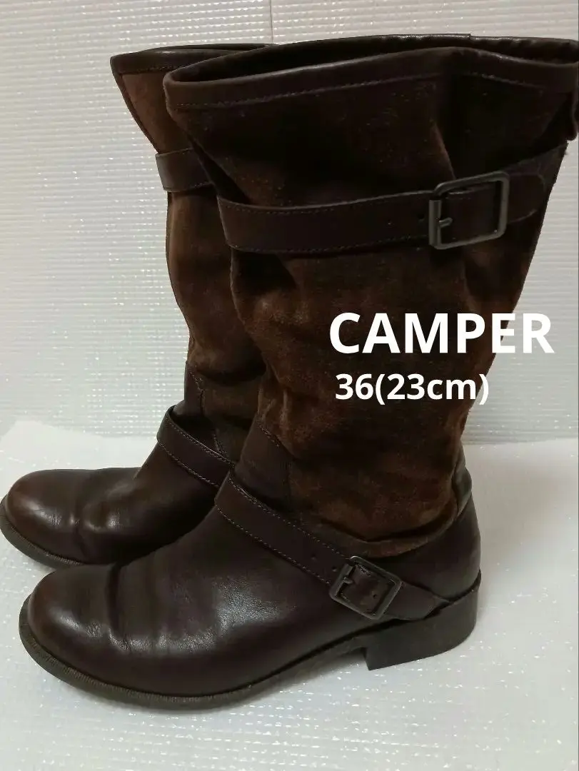 ⭐️美品⭐️ カンペール　エンジニアブーツ　サイドベルト　ローヒール　ラウンドトゥ ベルト ローヒール エンジニアブーツ レディース サイドジッパー