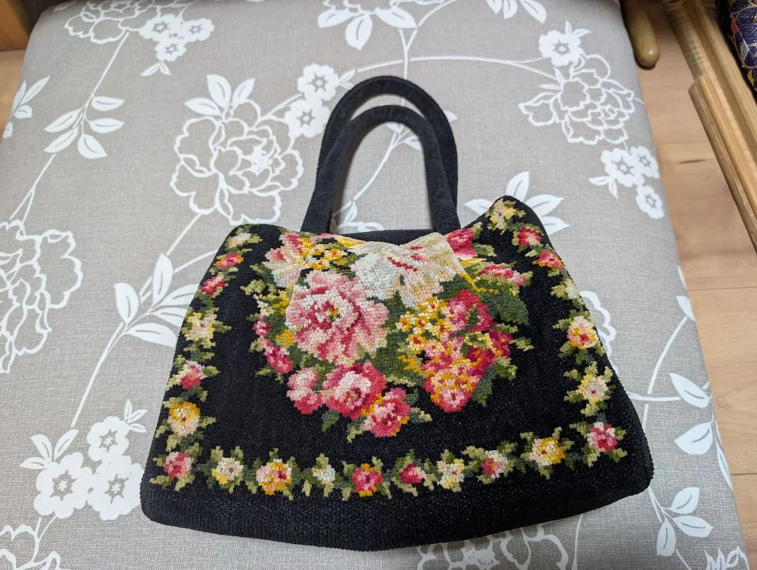 Thumbnail of FEILER Floral Embroidered Handbag, Black