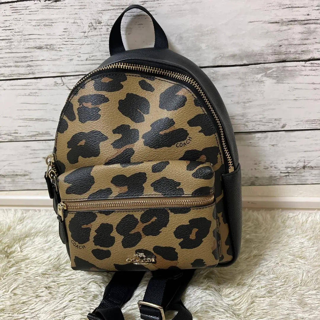 COACH ヒョウ柄 レザーバックパックミニ美品 COACH - COACH コーチ ヒョウ柄 ミニ リュックサック バッグの
