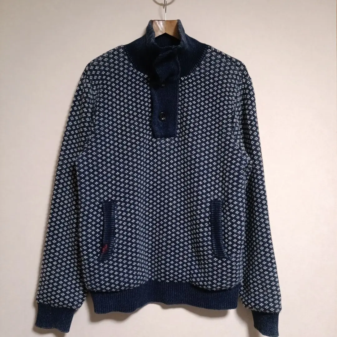 藍藍 Indigo 棉毛提花內襯毛衣 的縮圖