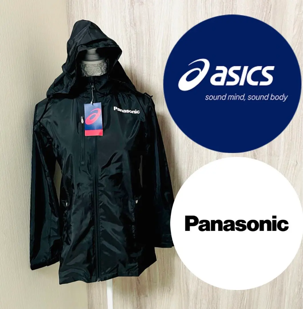 未使用☆タグ付 アシックス ウインドブレーカー セットアップ レコーダー 黒 アシックスASICS レコーダーRecorder セットアップ パンツ