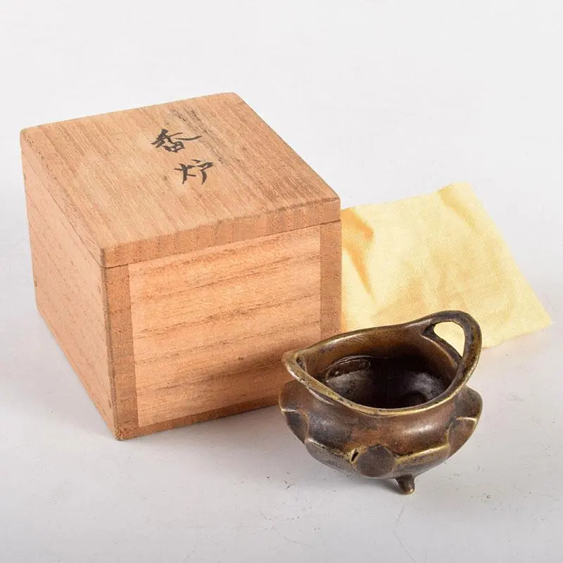 Thumbnail of China, Old Bronze Xuande Bronze, Xuande Mark, Tripod Censer with Upright Handles, Incense Burner, with Period Box, M, R4946