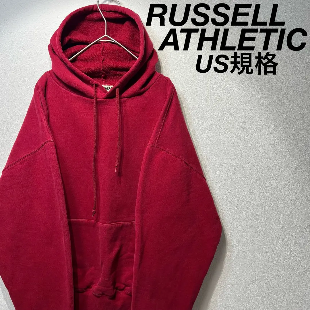 Thumbnail of [US Standard] Rare RUSSELL One Point Embroidered Logo Hoodie Red M