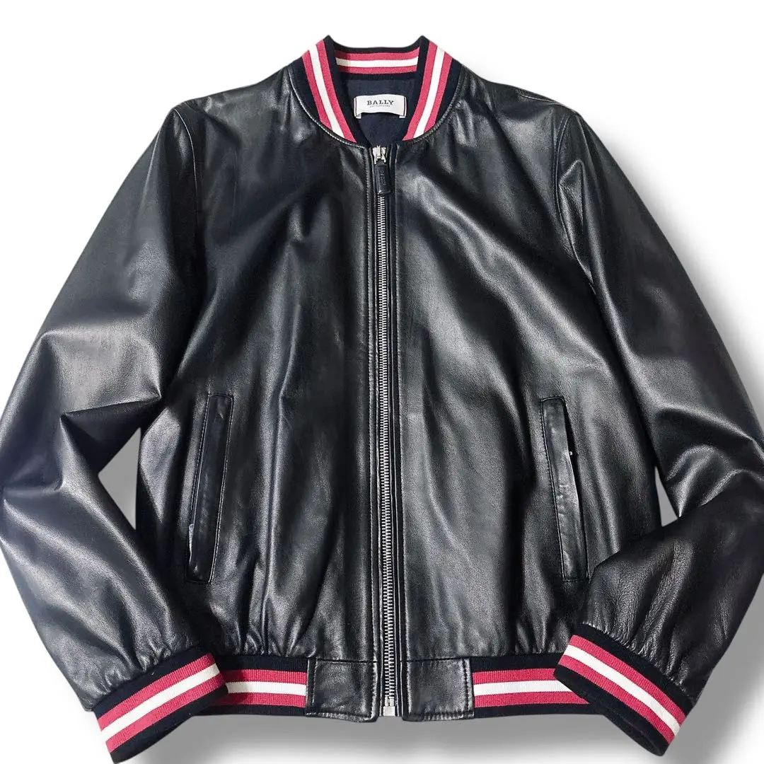 BALLY バリー　羊革　ラムレザー　シングルライダースジャケット　サイズ48 大きいサイズ【vintage】羊革 本革ラムレザーライダース