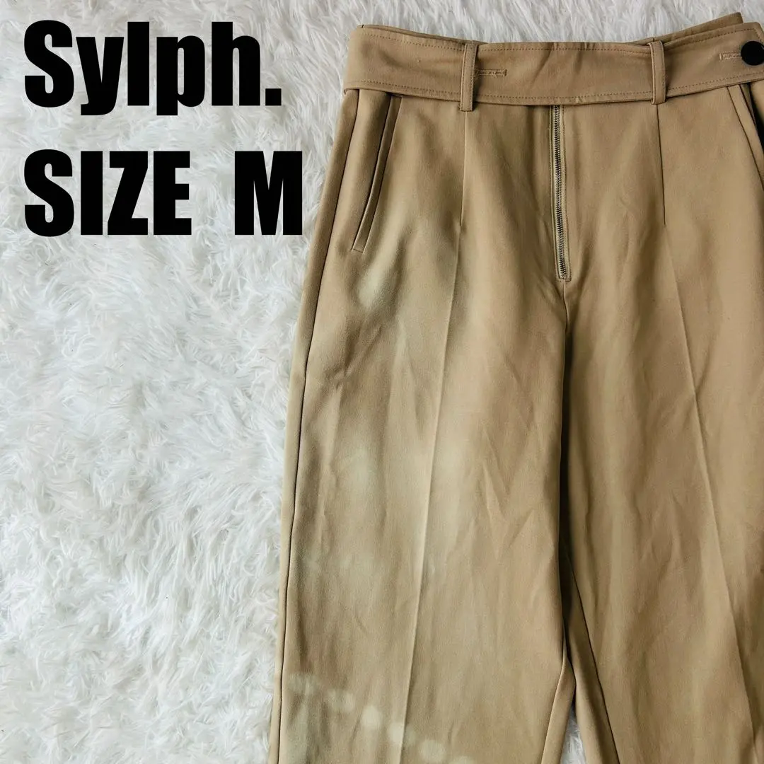Thumbnail of Sylph Beige Tapered Pants High Waist with Belt M Size Equivalent 【204】