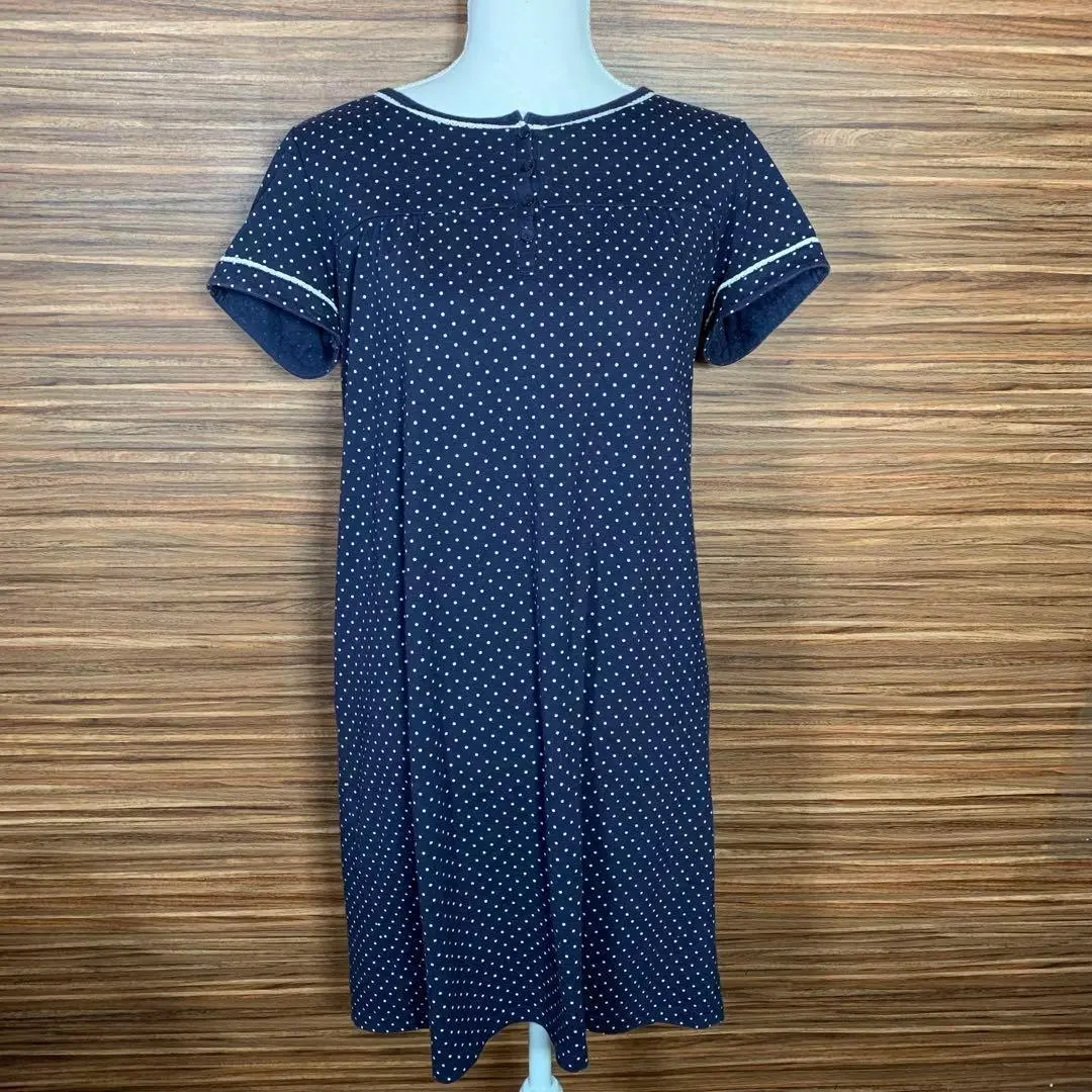 Thumbnail of Uniqlo Knee-length Dress M Dot Pattern Navy Short Sleeve