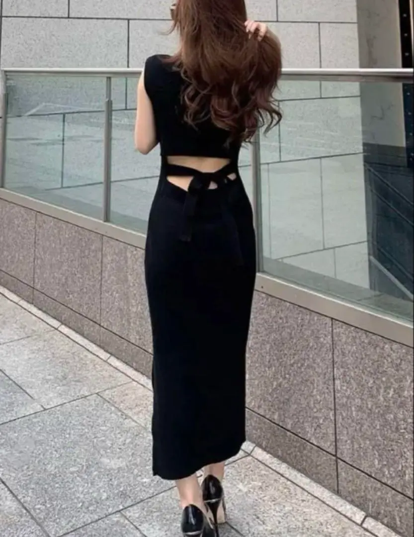 Thumbnail of RESEXXY Back Open Knit Dress - Black