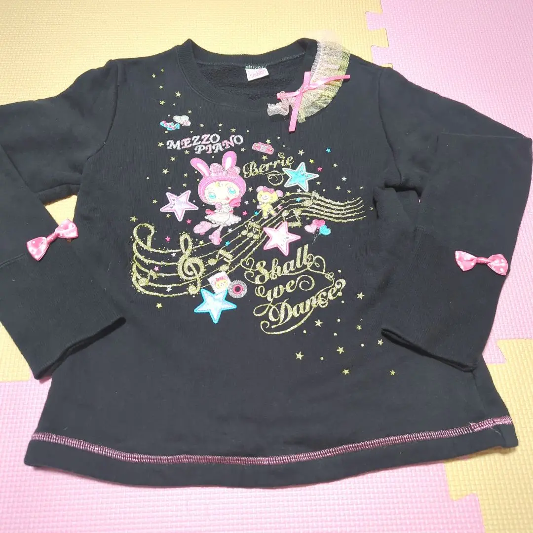 Thumbnail of Mezzo Piano Berie-chan Sweatshirt Black Long Sleeve Embroidery Rare 140cm Top