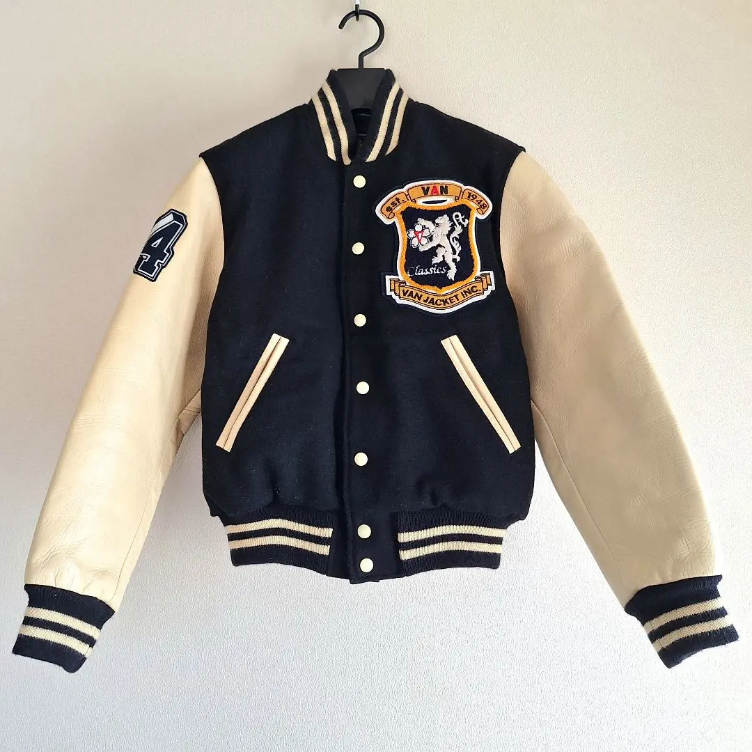 希少/LLサイズVAN JACKET スタジャン 袖レザー ワッペン 刺繍