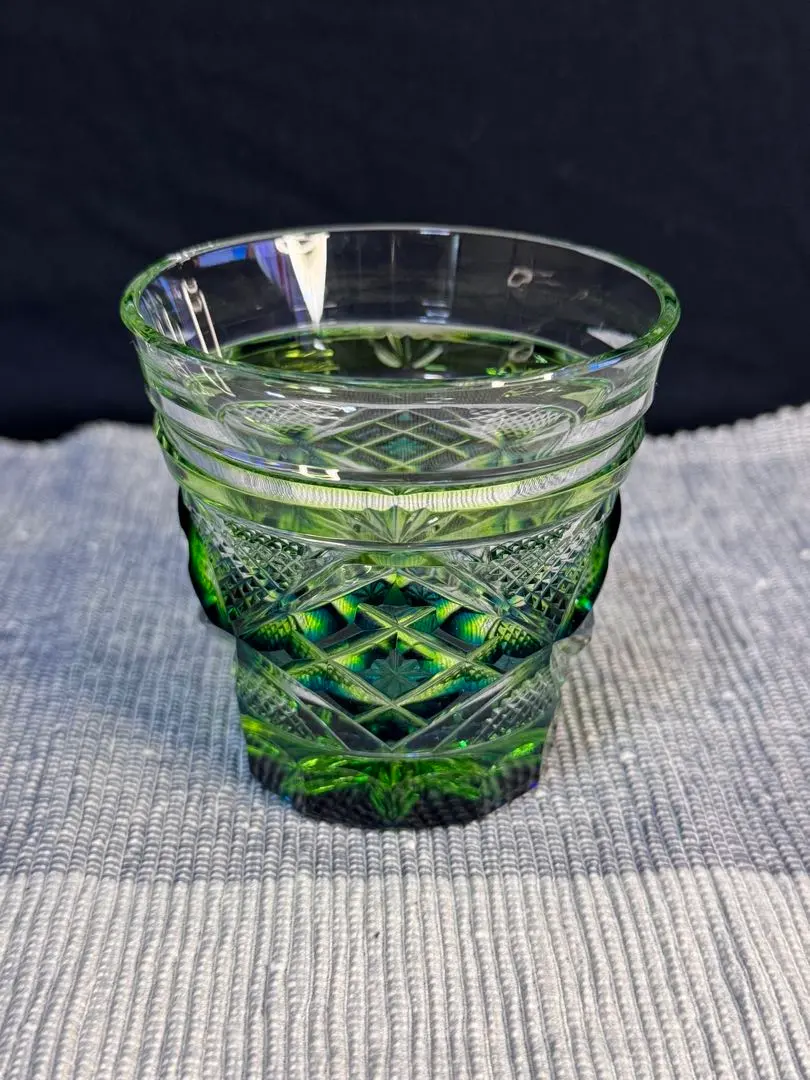 島津薩摩切子　島津磯斉彬竈　 冷酒グラス （新品 未使用） 島津薩摩切子】 創作 冷酒グラス cut01金赤×藍セット – ㈱島津