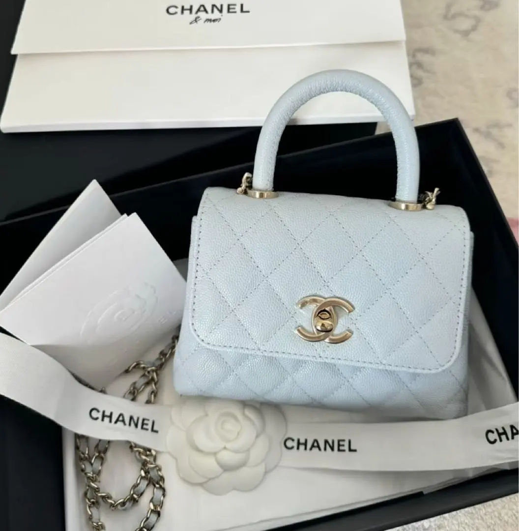 【桜餅風カラーが可愛い】限定色★CHANEL★ココハンドル14.5cm org.jpg