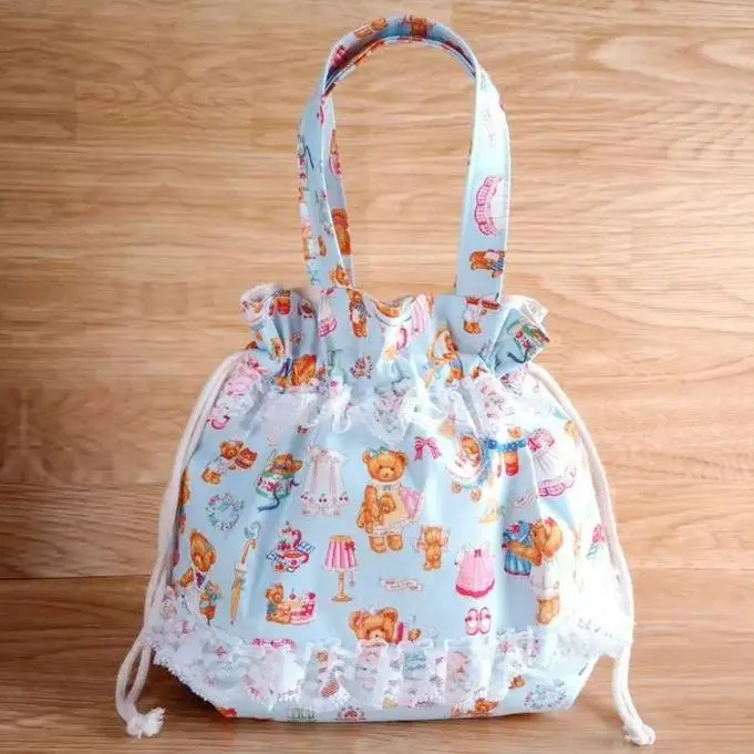 Thumbnail of New Item☆: Frilly Drawstring Bag (Fairy Tale Blue Bear 2/DB)