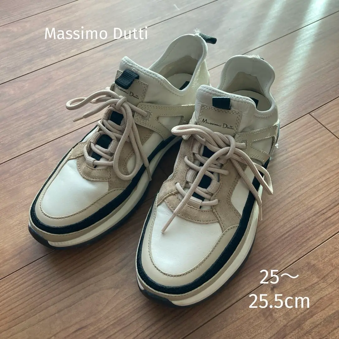 Massimo Dutti スニーカー 本革 新品 massimo dutti ホワイト レザー スニーカー 日本未発売