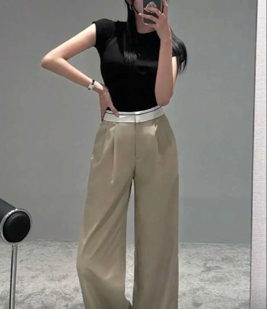 Thumbnail of SHEIN DAZY Chino Wide Leg Pants, Beige