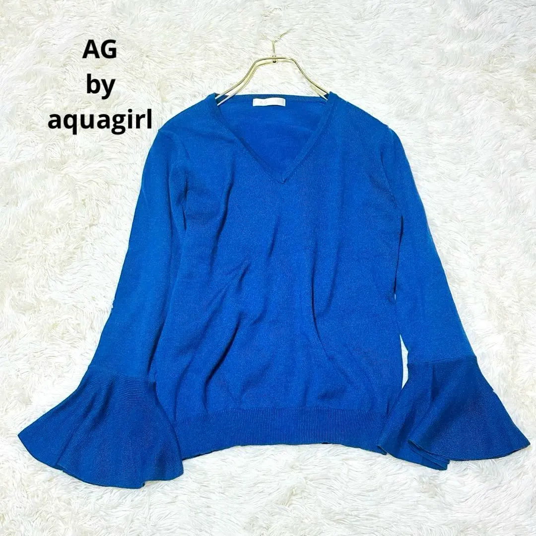 Thumbnail of AG by aquagirl V-neck long-sleeved knit sweater, flared sleeves, thin