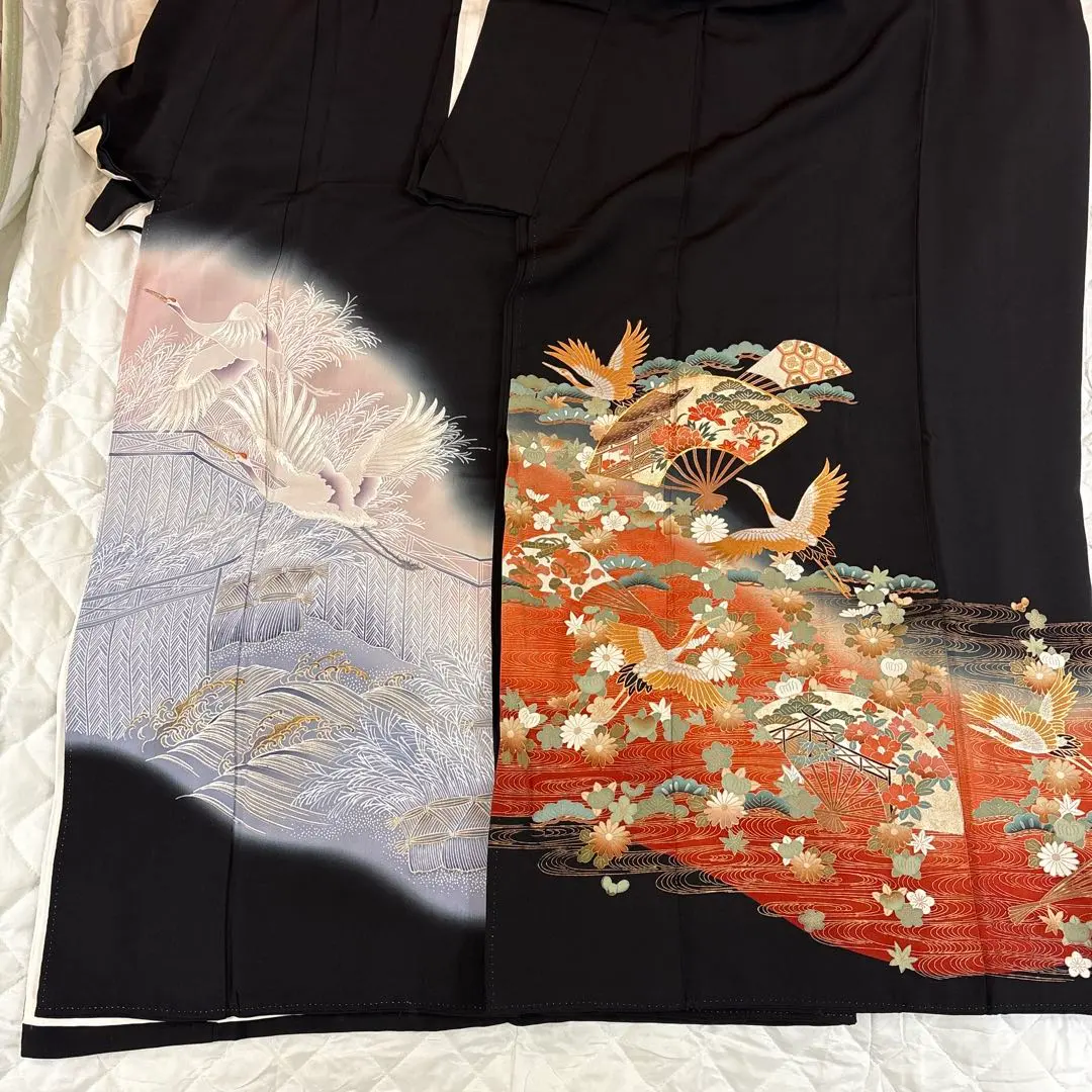 Thumbnail of Two black formal kimonos (Kurotomesode), for repurposing