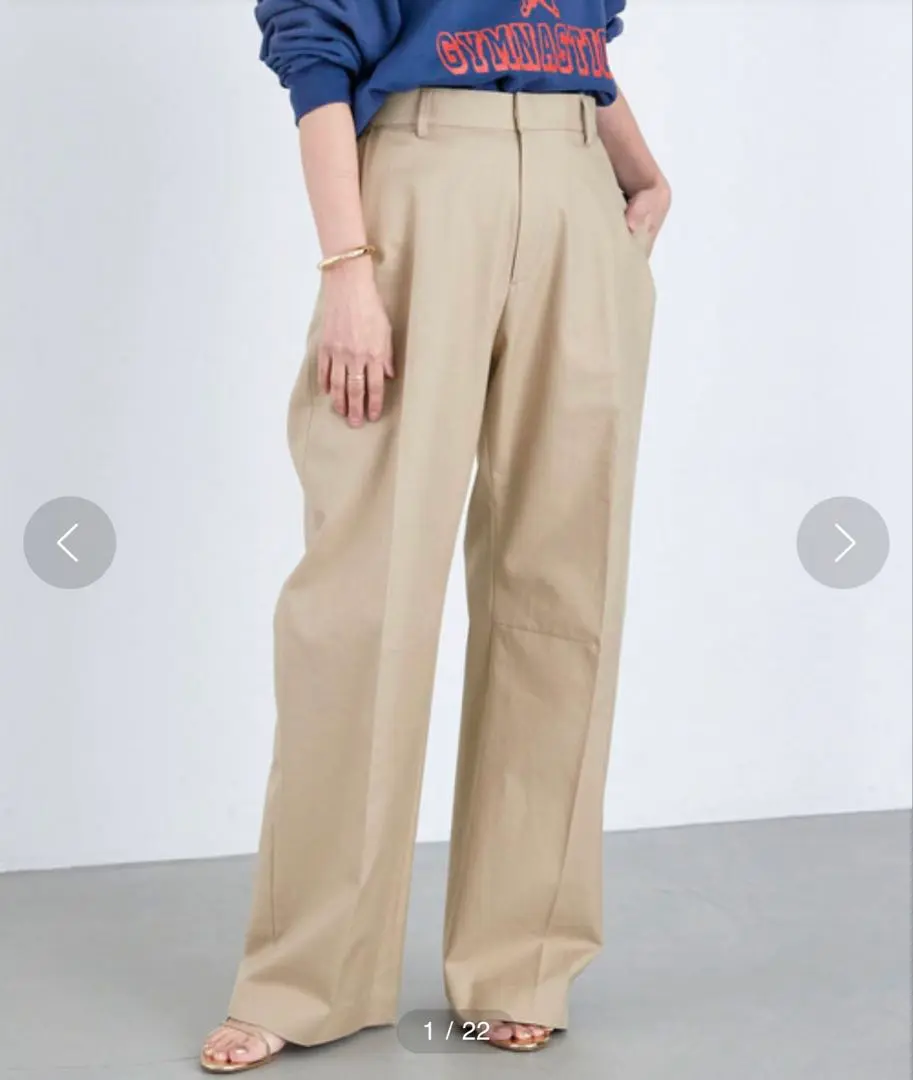未使用、タグ付品　Deuxieme Classe タックチノワイドパンツ　34S 未使用、タグ付品 Deuxieme Classe タックチノワイドパンツ 34S