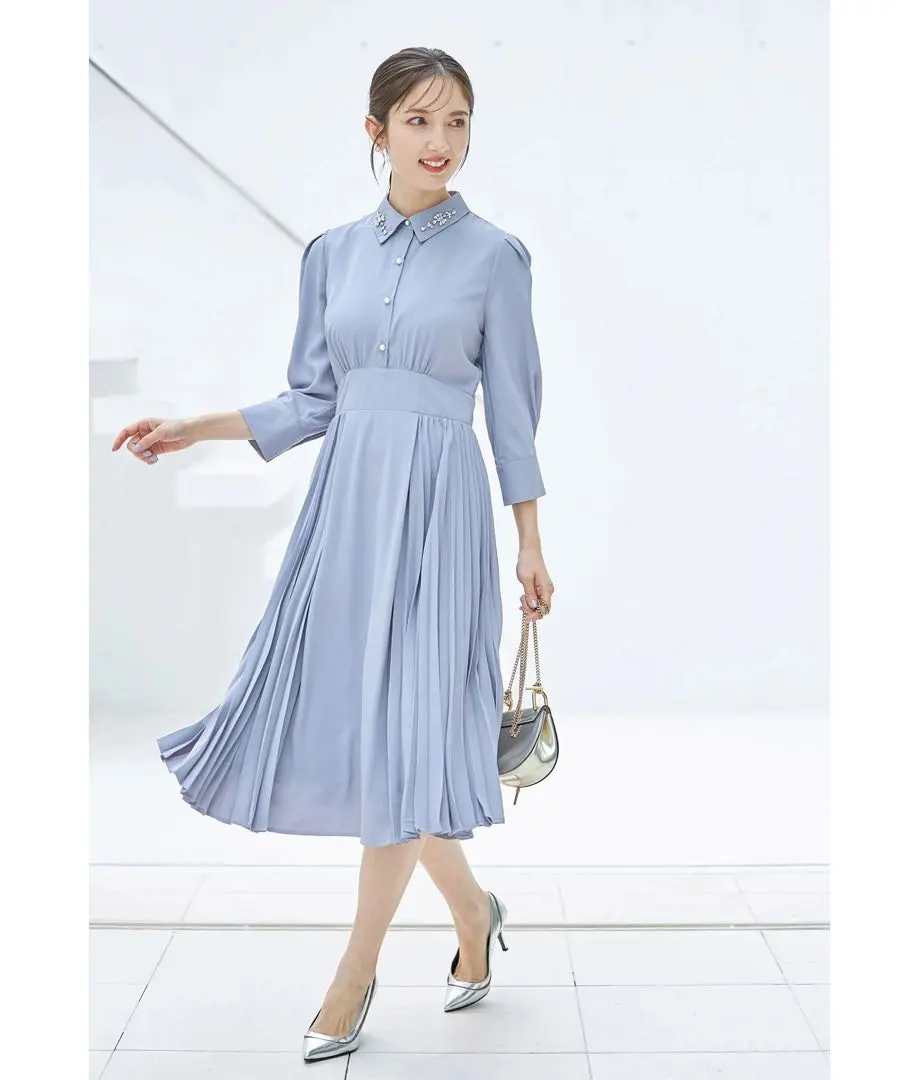 Thumbnail of Side Pleated Dress with Jewel Collar [aluity] tocco closet