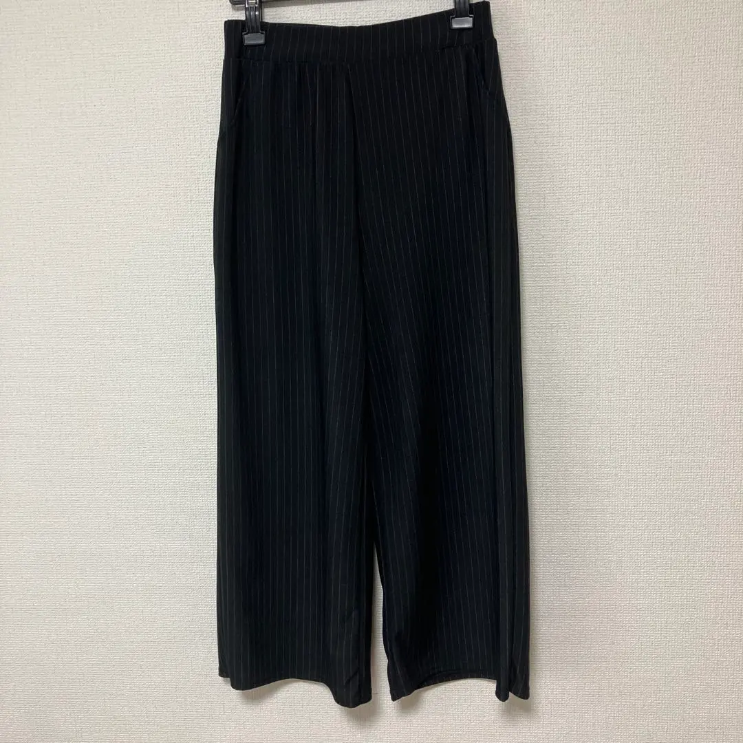 條紋 黑色 闊腿褲 M 碼 的縮圖