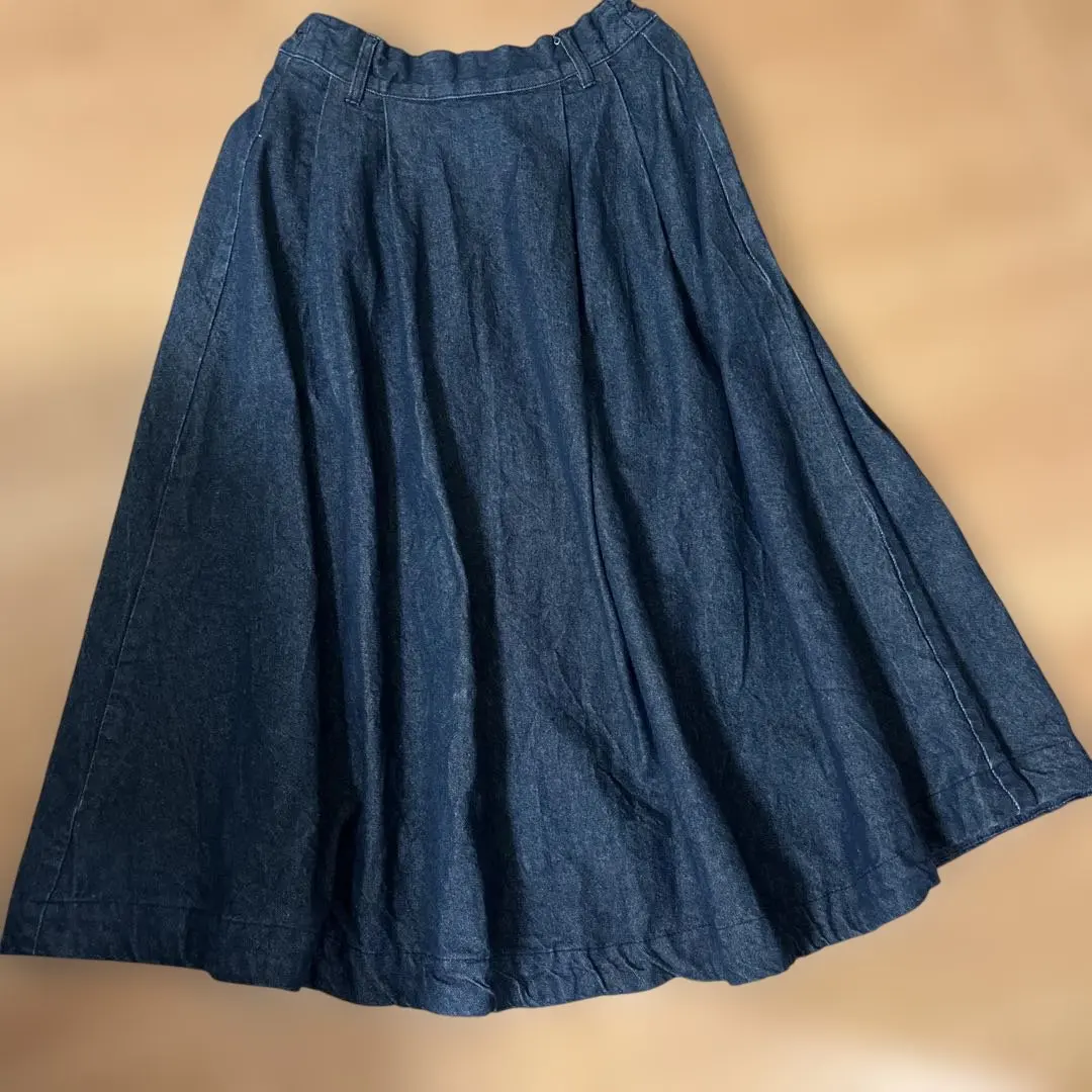 Thumbnail of Dark blue denim flare skirt, size M